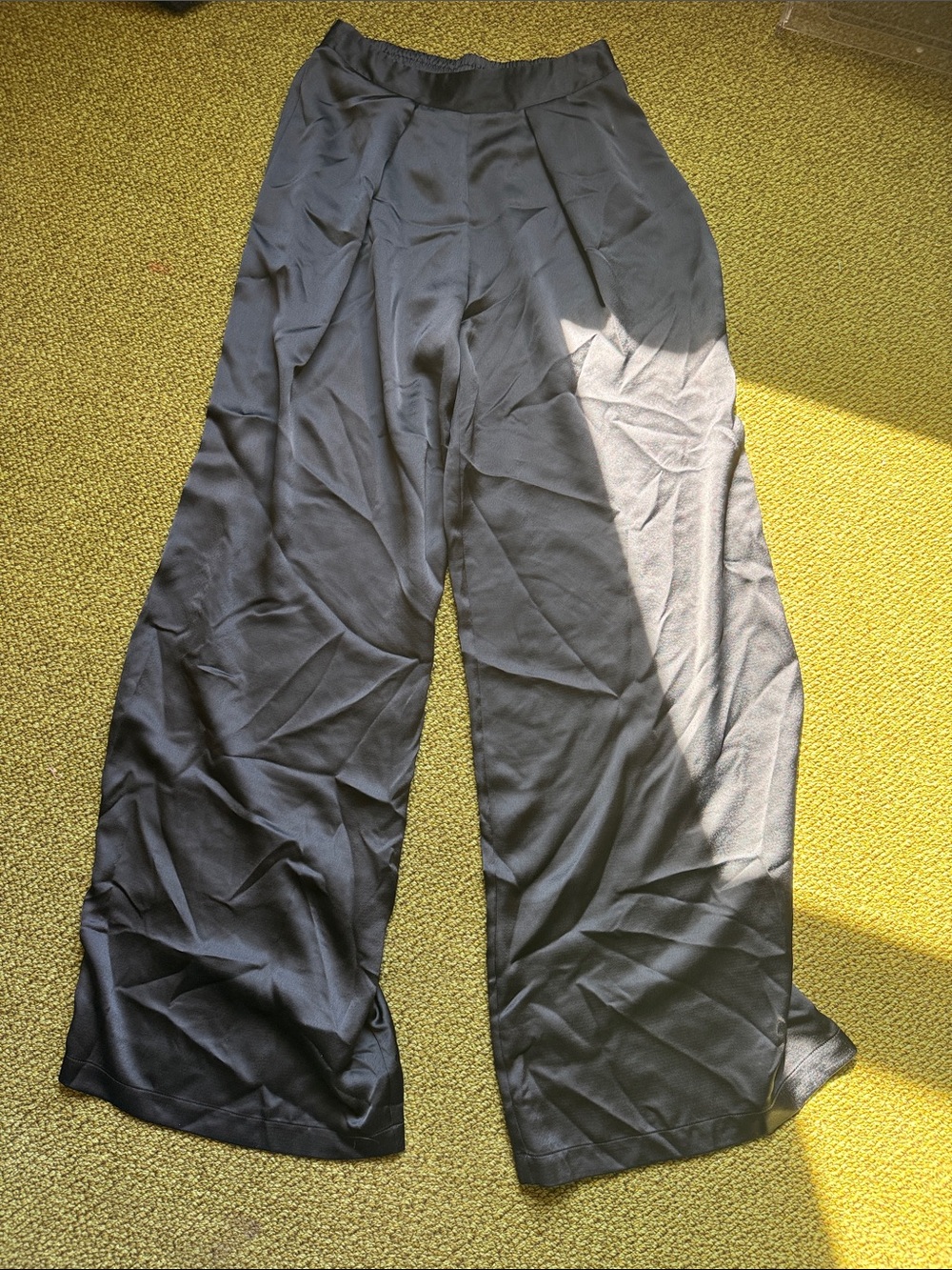 Victoria Secret Black Wide Leg Silk Pant SZ S